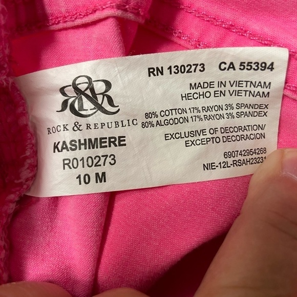 Rock n Republic size 10 pink velvet jeans Kashmere $110 - Picture 8 of 10